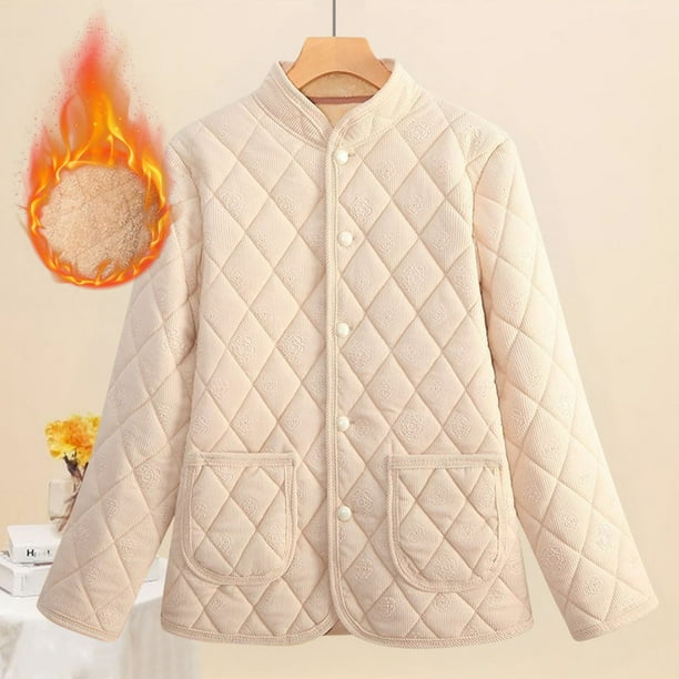 Parkas de manga larga para mujer, moda de invierno, abrigo pequeño de cuello alto a rayas, chaqueta de pana, abrigo grueso y cálido, chaqueta de talla grande, abrigo de poliéster para mujer