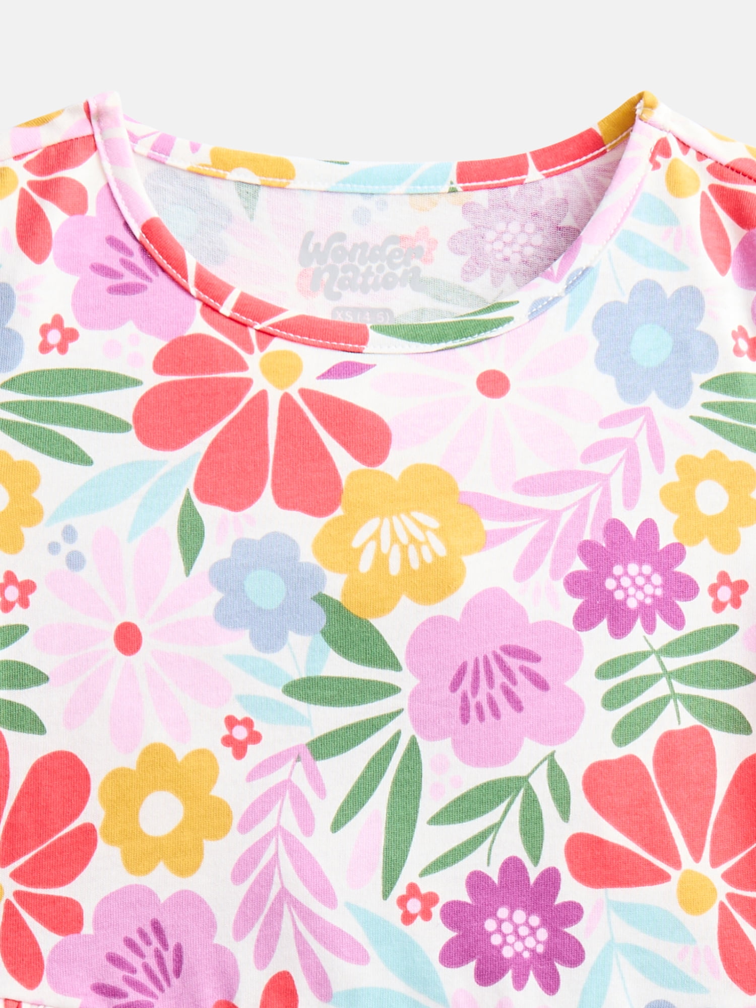 Wonder Nation Girl’s Play Dress with Short Sleeves, Sizes XS-XXL