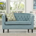 thumbnail image 2 of Modern Contemporary Urban Design Living Room Lounge Club Lobby Loveseat Sofa, Velvet Fabric, Blue, 2 of 5