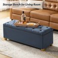 thumbnail image 3 of Modern Flip Top Storge Ottoman Bench Upholstered for Entryway Livingroom Bedroom, Navy, 3 of 11