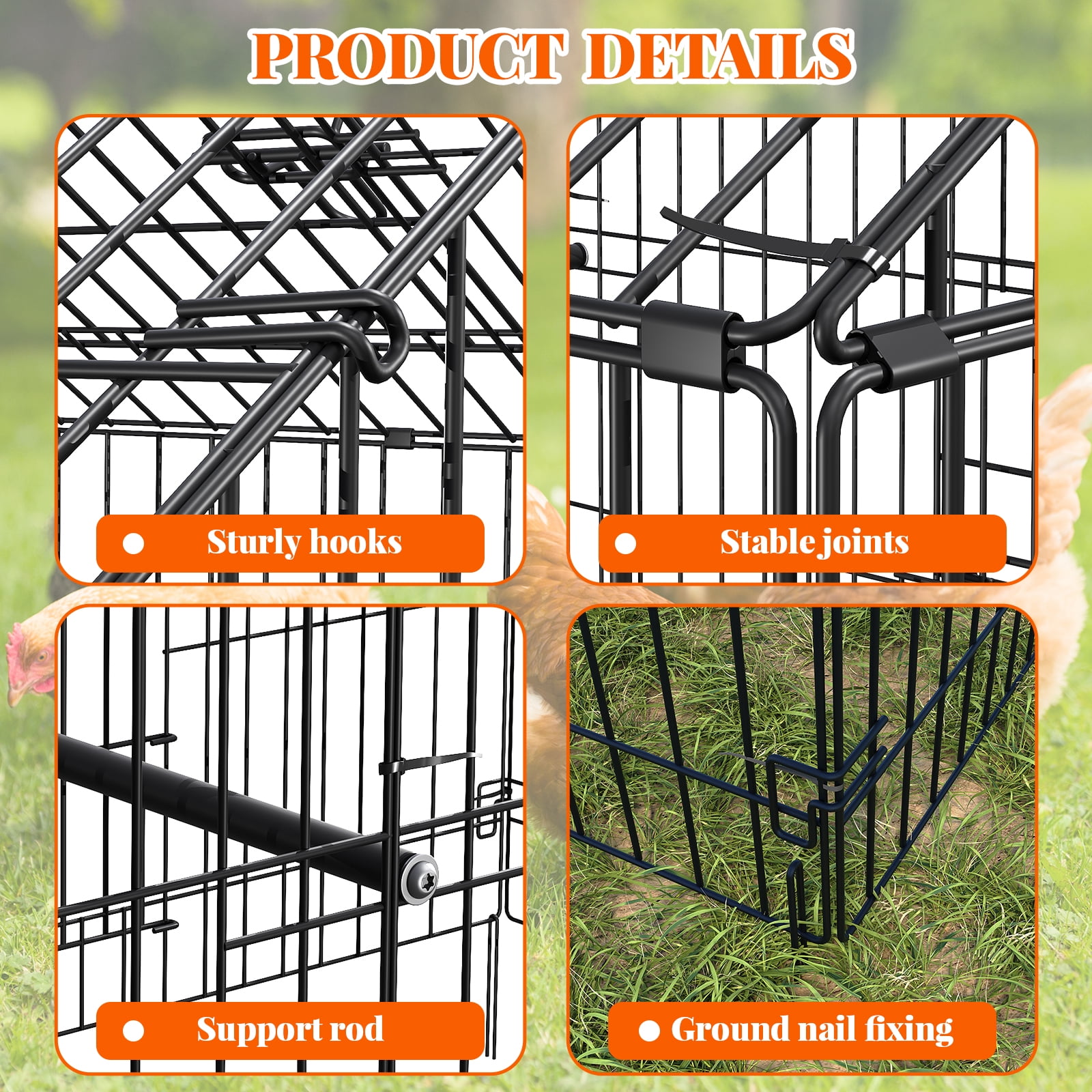 Heavy Duty Large Metal Chicken Coop - Walk-In Poultry Cage with Waterproof & UV-Resistant Cover - Portable Outdoor Hen House for Chickens, Ducks, Rabbits - Backyard & Farm Use - 86"L x 40"W x 40"H