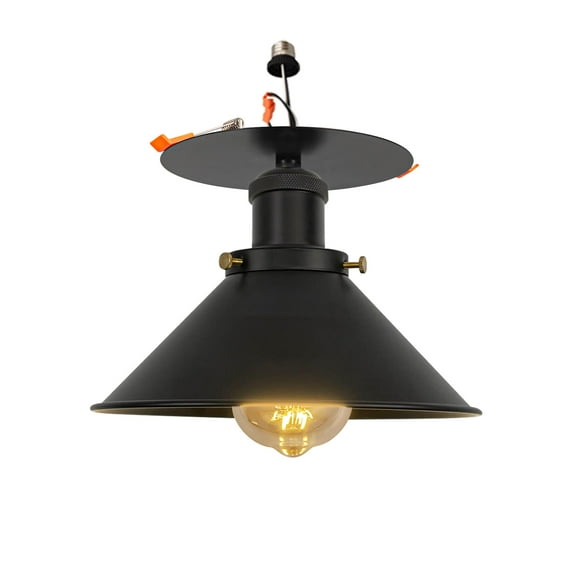 Kiven Can Lights Retrofit Recessed Lighting with E26 Power Outlet Adapter, 4/5/6 Inch Replacement Conversion Kit, Farmhouse Recessed Lighting Converter Kit for Hallway Kitchen,Black BD0173