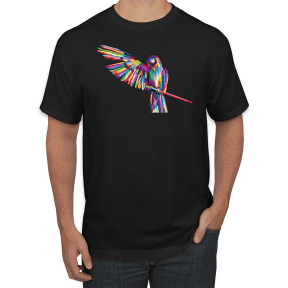 Rainbow Trippy Psychedelic Parrot Animal Lover Graphic T-Shirt