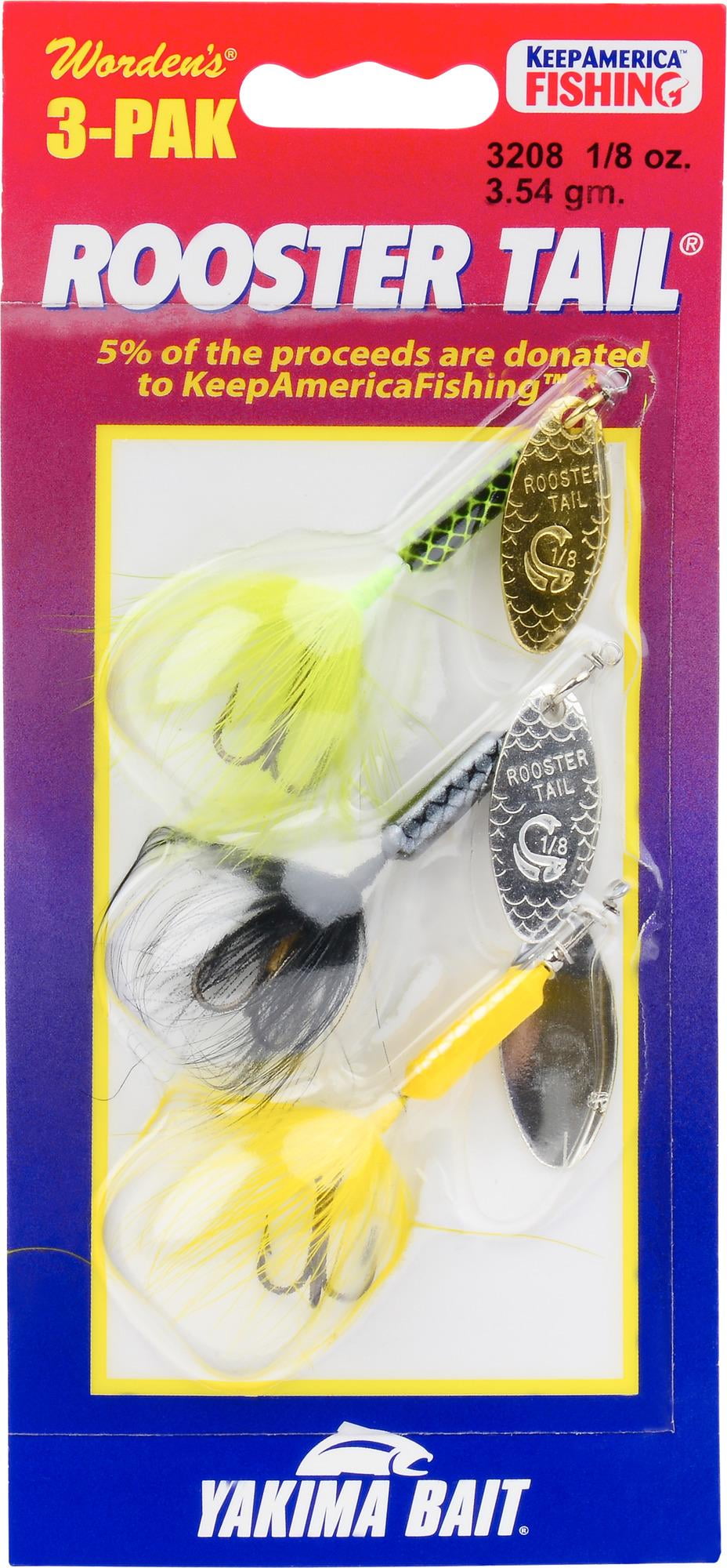 Yakima Bait Wordens Original Rooster Tail Lot de 3 leurres spinners 1/16 oz Blanc pailleté Grenouille saignement 212-1/413,4 g