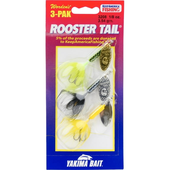 Worden's Rooster Tail In-Line Spinner Fishing Lures for Gamefish, 3-Count