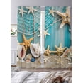 thumbnail image 3 of Coastal Beach Sheer Curtains 2 Panels Set Starfish Conch Sheer Window Curtains Light Filtering Rod Pocket Voile Drapes for Bedroom Living Room 52"X84", 3 of 8