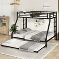 thumbnail image 4 of Black Metal Bunk Bed Twin XL over Queen with Twin Trundle, Triple Sleeping Solution for Bedroom or Guest Room, 4 of 13