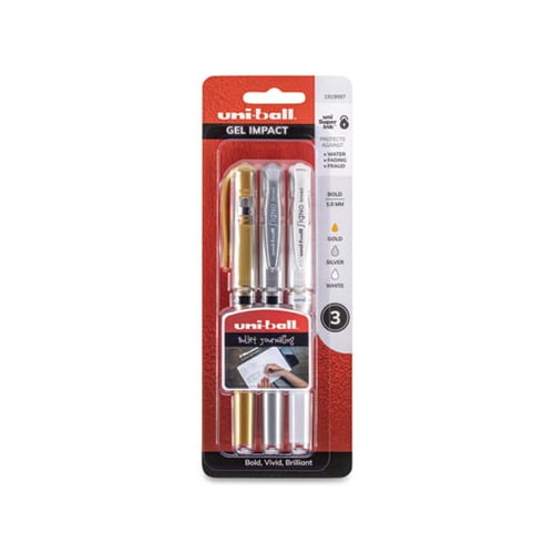 Impact Bold Stick Gel Pen 1mm, Assorted Marvelous Metallic Ink/Barrel, 3/Set
