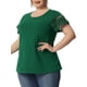 thumbnail image 4 of Agnes Orinda Blusas de Verano para Mujeres de Talla Grande con Panel de Encaje y Mangas Cortas Huecas 4X Verde Oscuro, 4 of 7