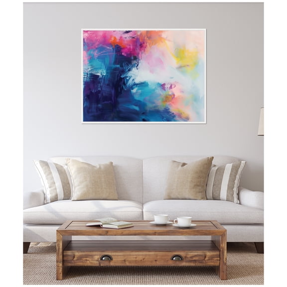 Kate and Laurel Bright Abstract II Framed Canvas Wall Art by Amy Lighthall 42 x 32 Sylvie White, Modern, Abstract Art for Wall Decor, Living Room, Bedroom