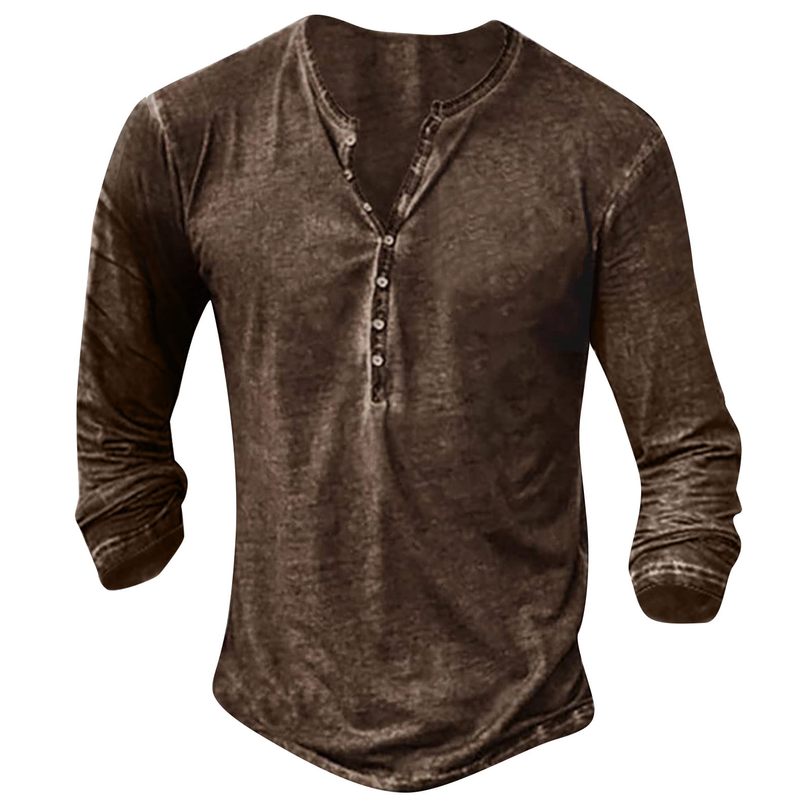 QWERTYU Men's Henley Long Sleeve Plus Size Slim Fit Grahpic Casual T