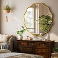 thumbnail image 3 of BEAUTYPEAK 36" Wavy Round Bathroom Mirror Wall Decor with Deep Frame, Gold, 3 of 10