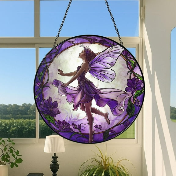 Purple Butterfly Fairy Glass Suncatcher, Fairy Garden Decor, Butterfly Fairy Ornament, Fantasy Decor, Magical Decor, Gift for Fantasy Lovers