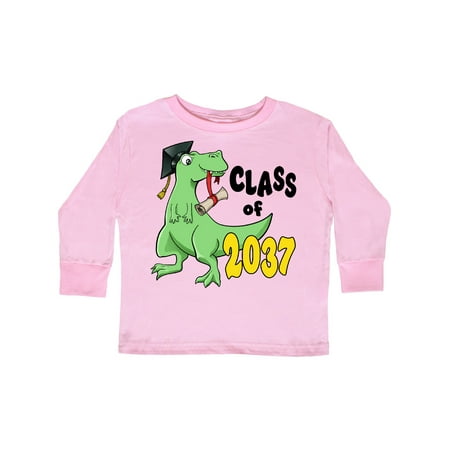 

Inktastic Class of 2037 green dinosaur with cap and diploma Gift Toddler Boy or Toddler Girl Long Sleeve T-Shirt