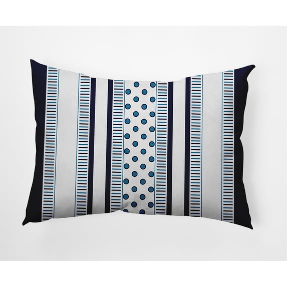 Simply Daisy, 14" x 20" Comb Dot Blue Decorative Stripe Outdoor Pillow