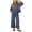 Navy, variant on Women's Gingham 2 Piece Lounge Set Matching Wide Leg Pants Outfit with Pockets