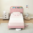 thumbnail image 1 of Kojooin Velvet Platform Bed with Storage Headboard and Bookcase, Upholstered Bed Frame for Kids or Girls, Easy Assembly, 1 of 9