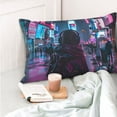 thumbnail image 4 of Pofeuu Neon Night Cityscape Print Polyester Microfiber Plush Pillowcases, Super Soft and Cozy Pillow Case Covers with Envelop Closure（Pillow core not included）-20"x30", 4 of 6