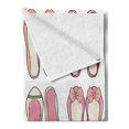 thumbnail image 2 of Retro Soft Flannel Fleece Throw Blanket, Ballerina Shoes with Ribbon Roses Stripes and Polkadots Feminine Kids Design, Cozy Plush for Indoor and Outdoor Use, 60" x 80", Beige Pink, by Ambesonne, 2 of 5