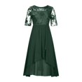 thumbnail image 4 of QJUHUNG Robe Midi Formelle pour Femmes Soirée Été Col en V Manches Courtes T-Shirt Soirée Invité de Mariage Style Asymétrique B-8 Cocktail Gris_i L, 4 of 6