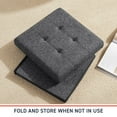 thumbnail image 5 of Ornavo Home 2 Pack 15 Inch Folding Storage Ottoman with Storage, Square Cube Linen Small Storage Ottoman Foot Rest Stool - Dark Gray, 5 of 5