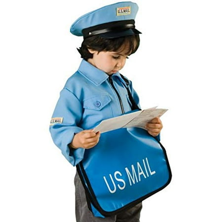 Constructive Playthings Mailman Boy Kids Costume with Bag and Hat, Dress-Up Play, Fits Most Children Ages 3-6