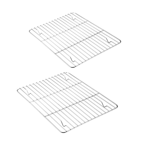 Small Baking Cooling Rack Set of 2, Stainless Steel Metal Roasting Cooking Racks, Size - 9.7"x7.3", Non Toxic & Rust Free, Fit for Toaster Oven, Dishwasher Safe