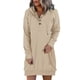 thumbnail image 2 of Vestido casual con capucha para mujer: sudadera de manga larga con botones, material de poliéster, ligero, perfecto para el look diario de otoño/invierno., 2 of 5