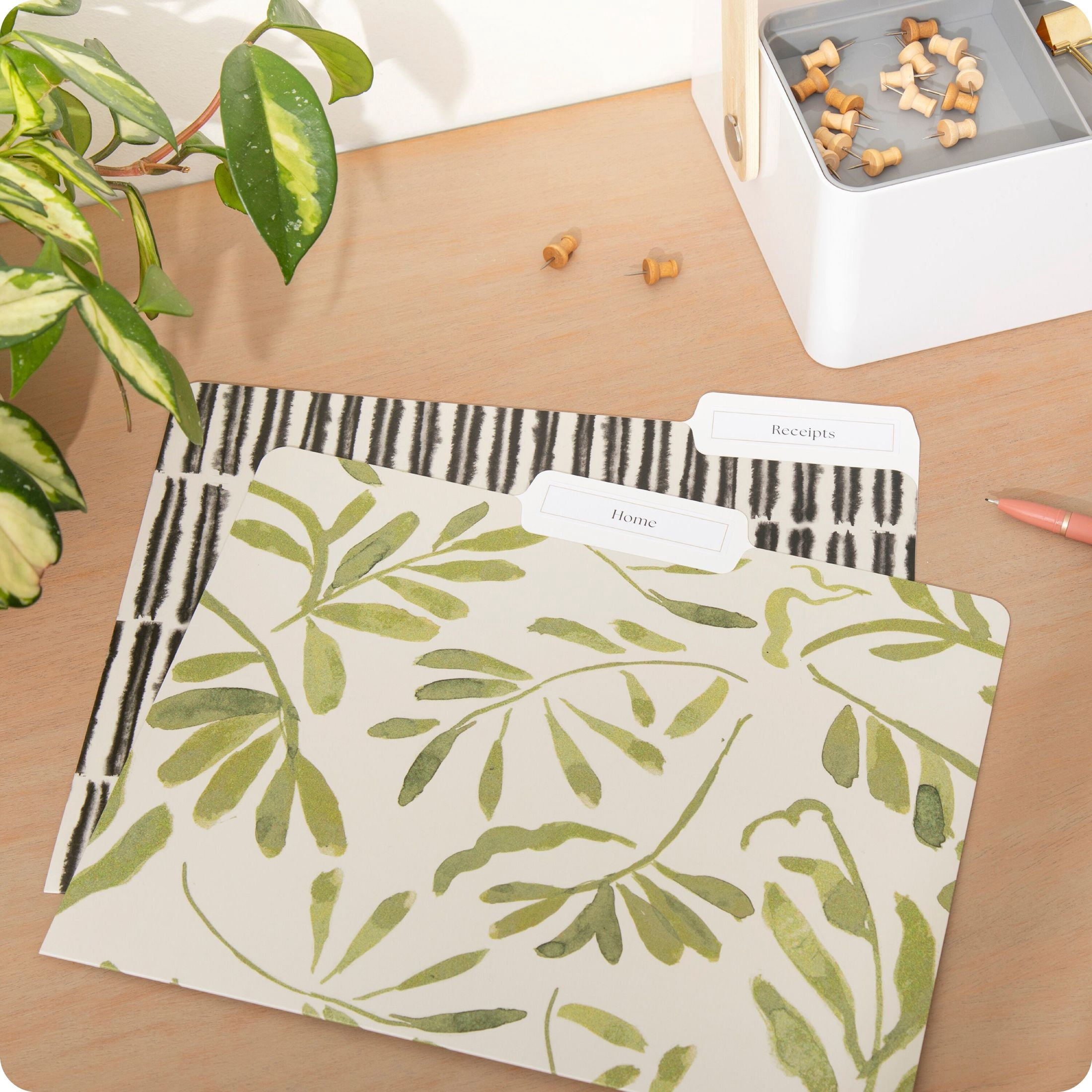 U Brands Fashion File Folders, Set of 12, Refined Roots, 1/3-Cut Tabs, Letter Size