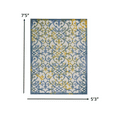 thumbnail image 2 of 5â€™ x 7â€™ Ivory and Blue Indoor Outdoor Area Rug, 2 of 6