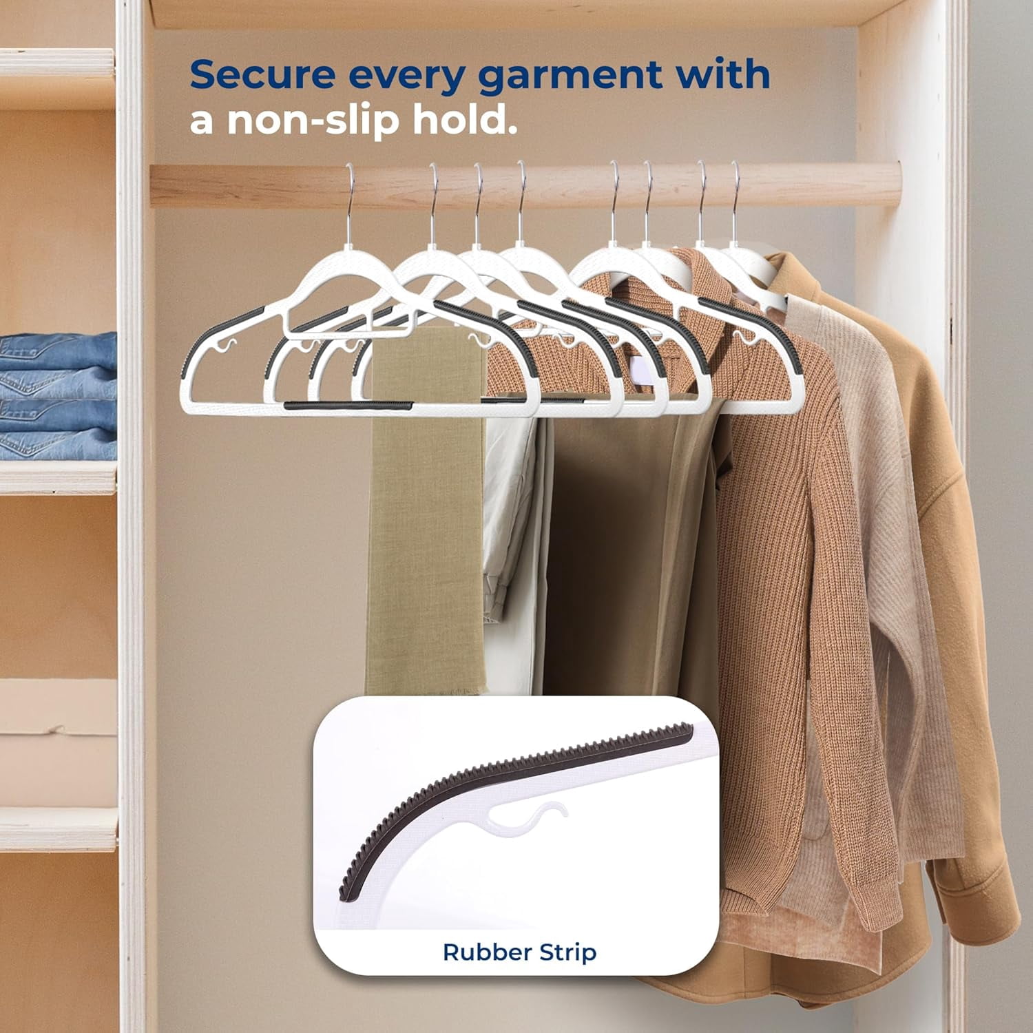 30 Pcs. Non-Slip Plastic Clothes Hanger - Durable and Space-Saving Closet Organizers (White)
