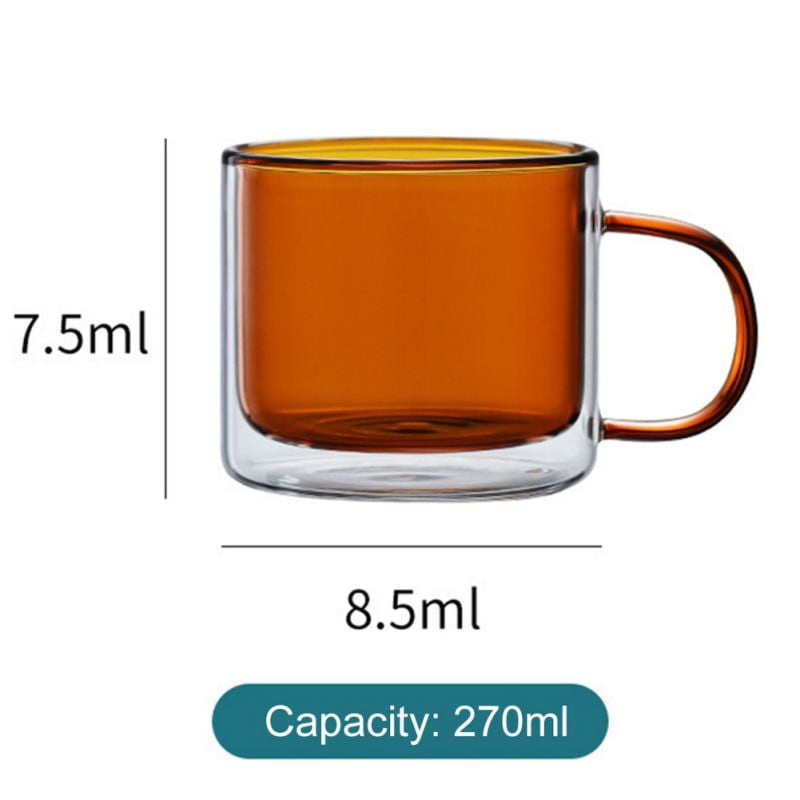 Double Wall Glass Double Espresso Mug Clear Insulated Coffee Mugs Espresso  Mocha Green Black Tea Cups, 9 Oz Glasses Coffee Glassware with Handle for  Wine Tea or Cappuccino,Black 