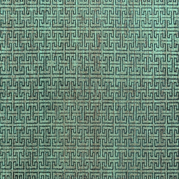 Ahgly Company Indoor Square Abstract Turquoise Blue Modern Area Rugs, 6' Square