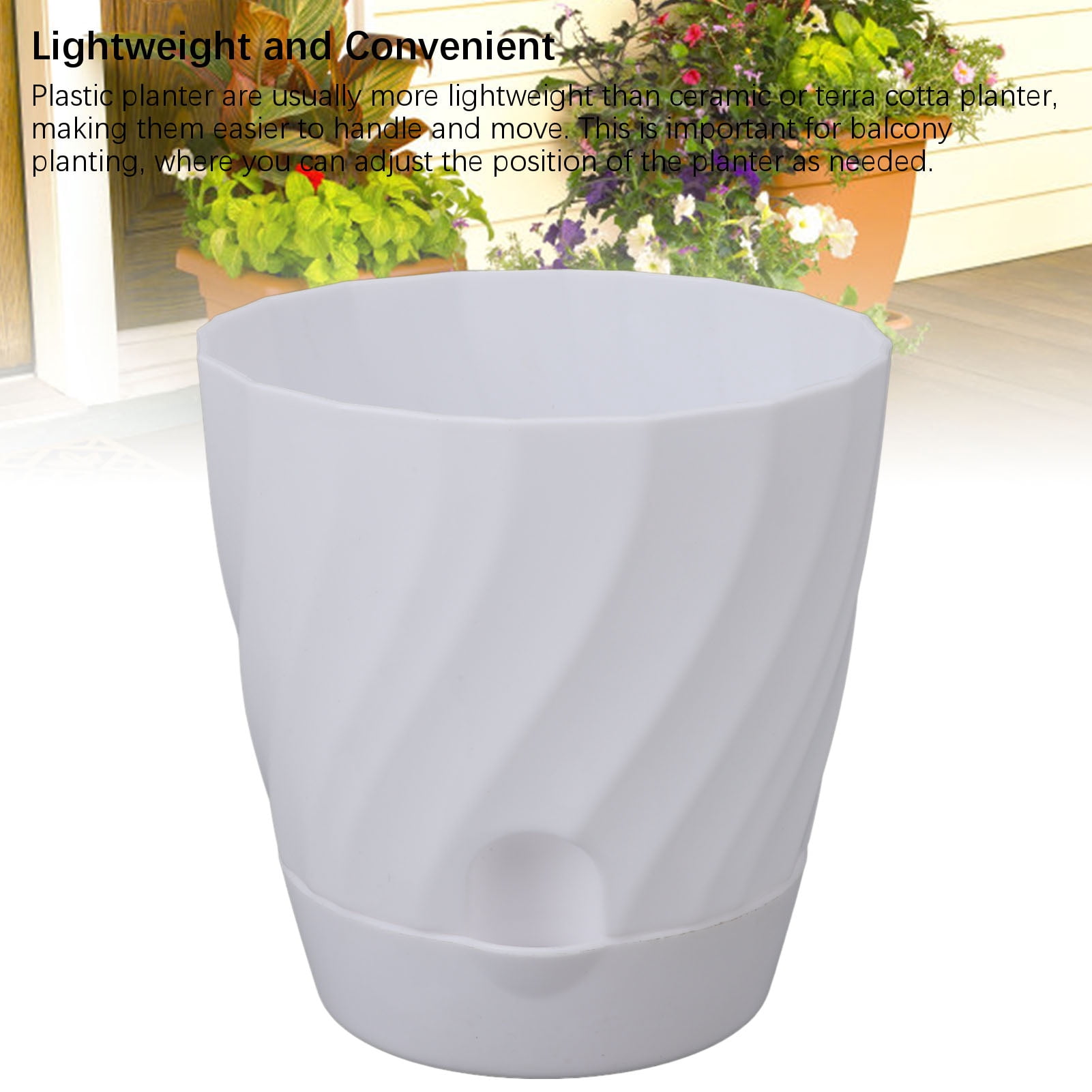 YAHHU 6pcs Plastic Flower Plant Pots Gardening Container with Drainage Holes for Home Balcony Garden, White, 4.8 inches / 12.2 cm