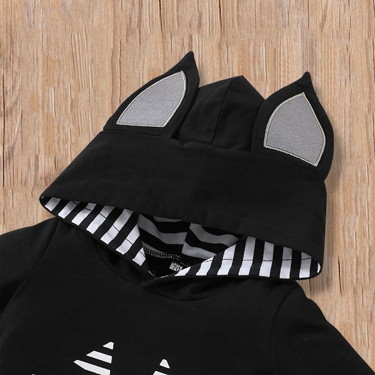 IBTOM CASTLE Newborn Baby Bat Costume Halloween Cosplay Cloak Romper with Wings Ears Hoodie My First Halloween Outfit for Boy Girl 2-3 Years Black Smile