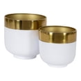 thumbnail image 3 of Kate and Laurel Miley Modern Indoor Planter, Set of 2, Gold and White, Decorative Plant Pots for Indoor Display, 3 of 7