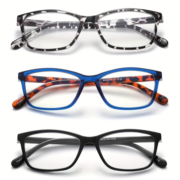 DEBGFS 3Pack Reading Glasses Classic Lightweight Readers For Men And Women Unisex-adult Rectangle Reading Glasses ZZZ,+3.00