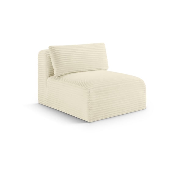 Meridian Furniture Shaggy Cream Corduroy Performance Fabric Armless Chair