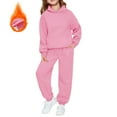 thumbnail image 2 of PINQI Teen Girls Fleece Sweatsuits Lined Warm Plain Hoodies Sweatpants Set 2 Piece Hoodie Sweatshirts Joggers Outfits, 2 of 7