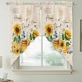 thumbnail image 2 of Yellow Sunflowers Swag Curtains for Kitchen/Bedroom/Living Room, Floral Bees Elegant Pastoral Botanical Scalloped Curtains 63 Inch Long, Window Swag Topper Curtains Valances 2 Panels Set 36"x63", 2 of 8