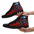 thumbnail image 2 of Coolcustomize Women's Black Rose & Red Splatter Design High Top Sneakers, Lightweight Lace-Up Casual Shoes, Lady Breathable Fabric & Durable Rubber Sole Boots for Halloween Parties, Streetwear Lover, 2 of 11