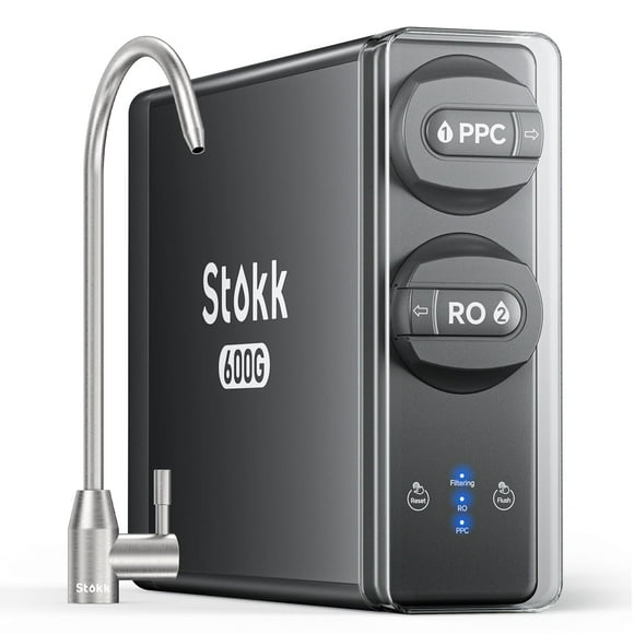 Stokk Reverse Osmosis System, 8 Stage Tankless Reverse Osmosis Water Filter, Reduces PFAS TDS, Under Sink RO System, 2:1 Pure to Drain, NSF/ANSI 58& 42, FCC Listed (600GPD, Grey)