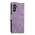 thumbnail image 4 of Nalacover Slim Wallet Case for Samsung Galaxy A34 5G, for Women Men, Embossed Pattern PU Leather Shockproof Magnetic Clasp Credit Card Slots Flip Kickstand Phone Case+Wrist Strap,Purple, 4 of 7