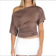 thumbnail image 2 of Tops de Verano con Hombros Descubiertos para Mujer, Camisetas para Salir, Top Corto Sin Mangas, Ropa de Moda, Conjuntos de 2025 Caqui L, 2 of 8