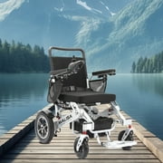 MALISA Electric Wheelchair for Adults, All Terrain Lightweight Foldable Wheelchairs, Silver-Brown