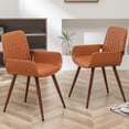 thumbnail image 5 of FOWEOAIU Modern Dining Chairs,Leather Upholstered Walnut Wood Kitchen Dining , Orange (Set of 2) ﻿, 5 of 11
