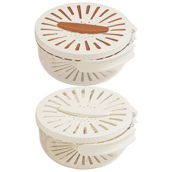 2 Pcs New Style Draining Basket with Lid, White and Brown, Ideal for Fruit and Vegetable Cleaning, Fruit Cleaner Device