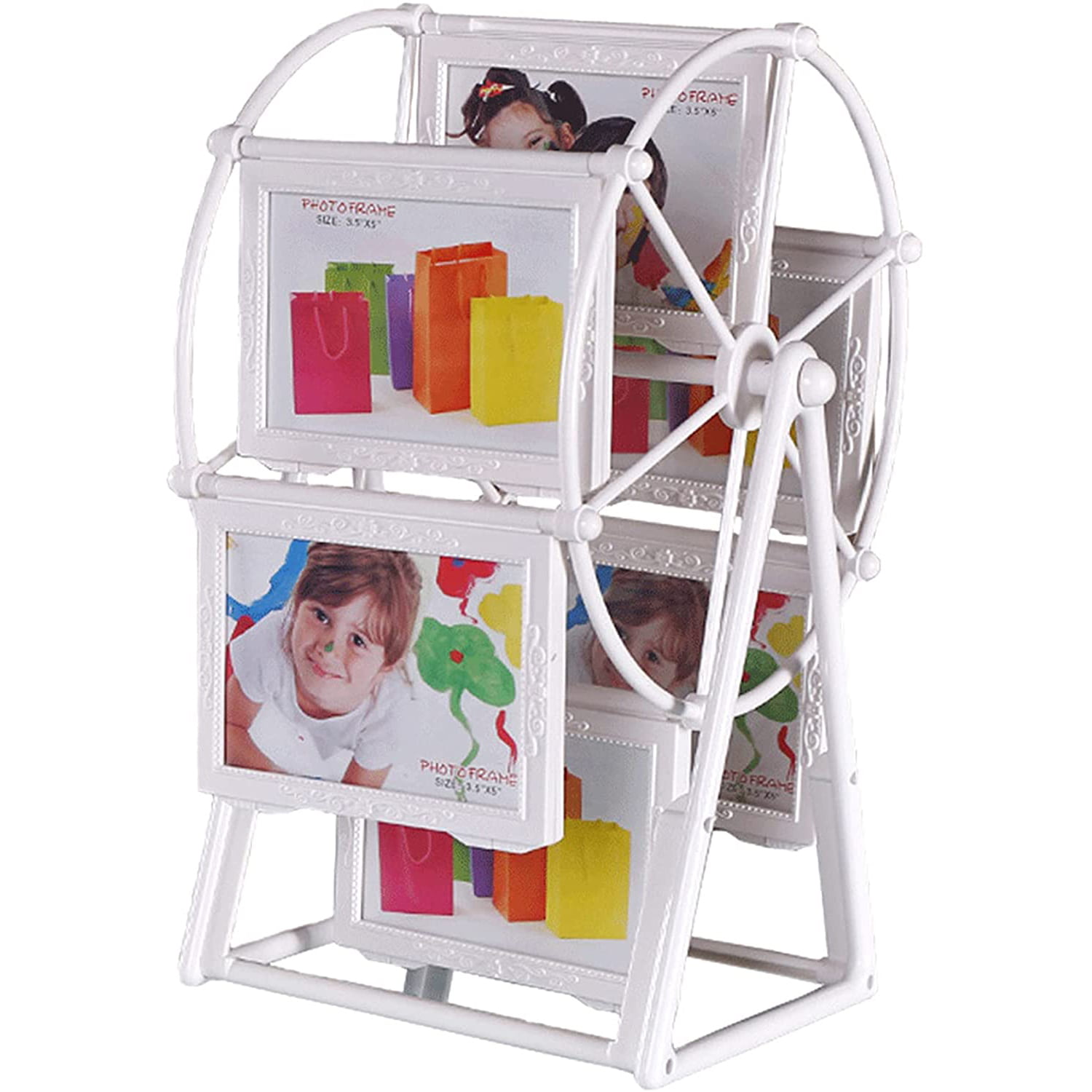 Personalized Family Photo Frame Shows for 12 Photos Home Décor Christmas Birthday Gifts Rotating Ferris Wheel Picture Frame Desk Table Top Vintage Photo Frames