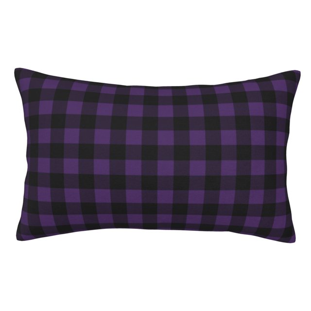 Fotbe Purple Black Plaid Funda de Almohada Decorativa Estilo Occidental, Lujo en Algodón, Fundas para Almohadas King, Cojín Estampado para Decoración del Hogar-20"x30"