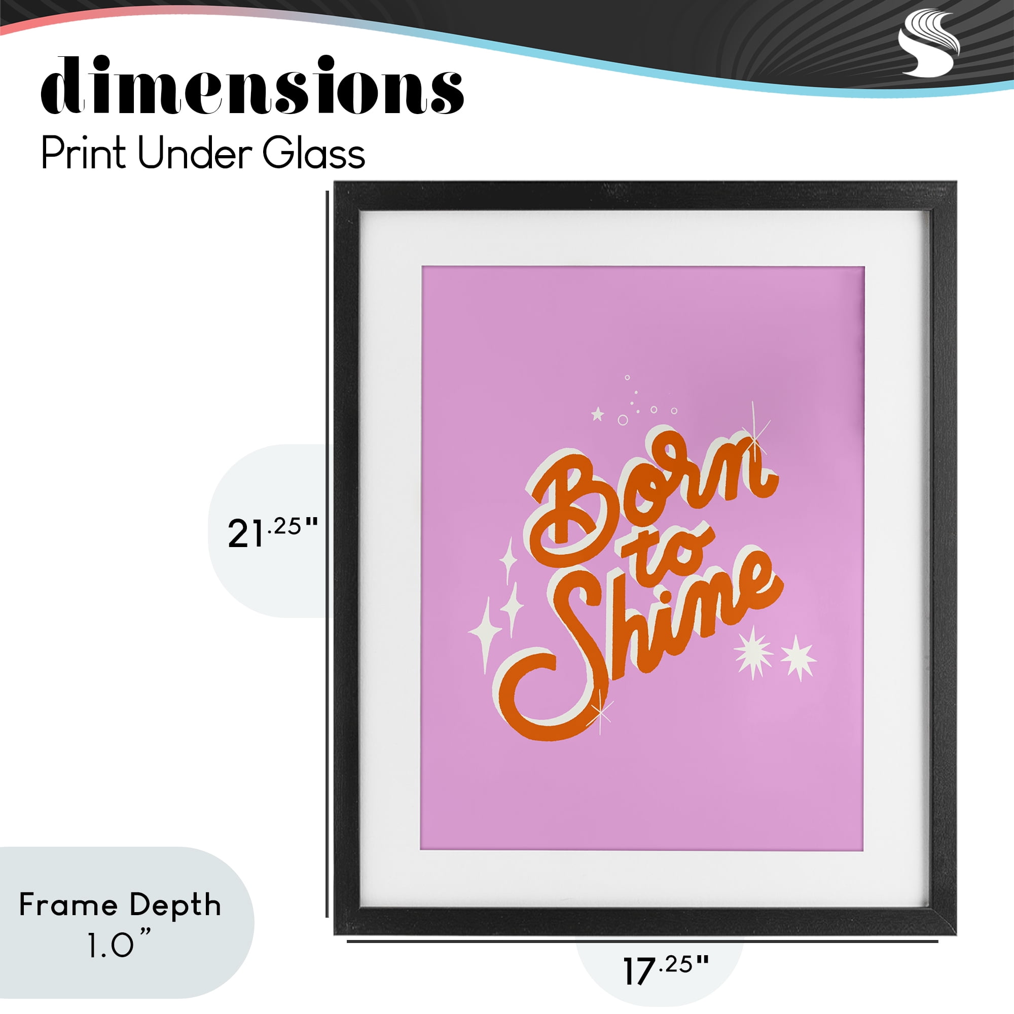 Stupell Industries Born To Shine on Pink Black Framed Print Under Glass, design by Indira Prieto | IndySign